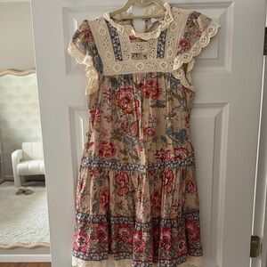 Sea Floral Lace Trim Dress XS
